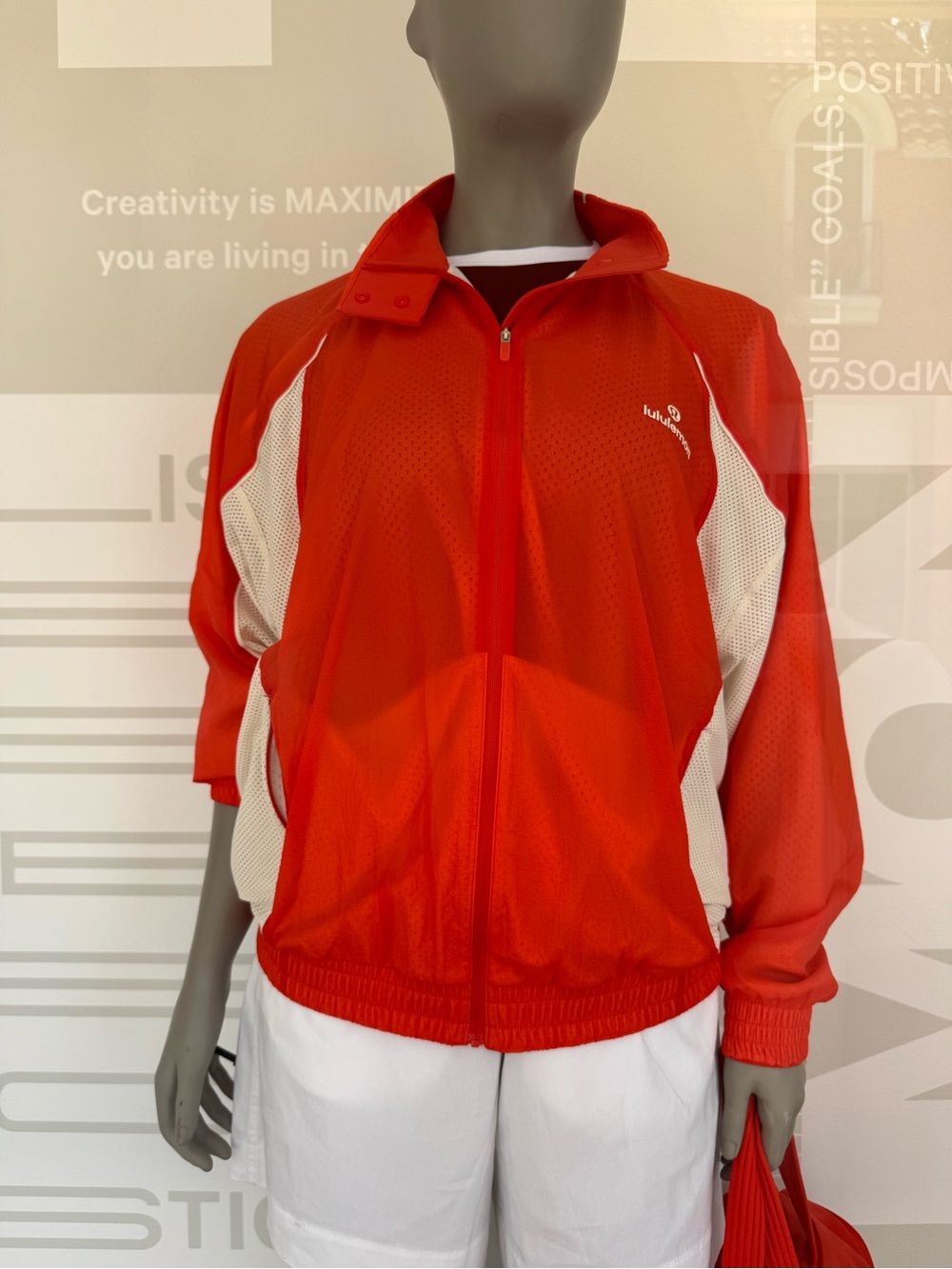 Lululemon License to Train Textured Jacket M CRYE Orange Red Mesh NWT $168